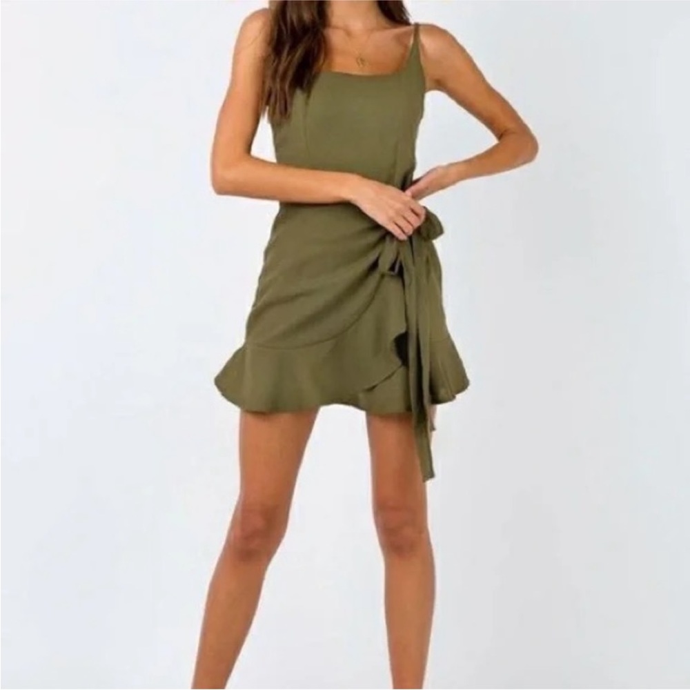 Princess Polly - Cottage Hill Mini Dress (Olive Green)